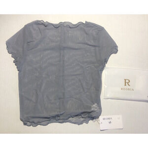 REORIA Women's Sexy Sheer Mesh Short Sleeve Crew Neck See Through Trendy Sz-M